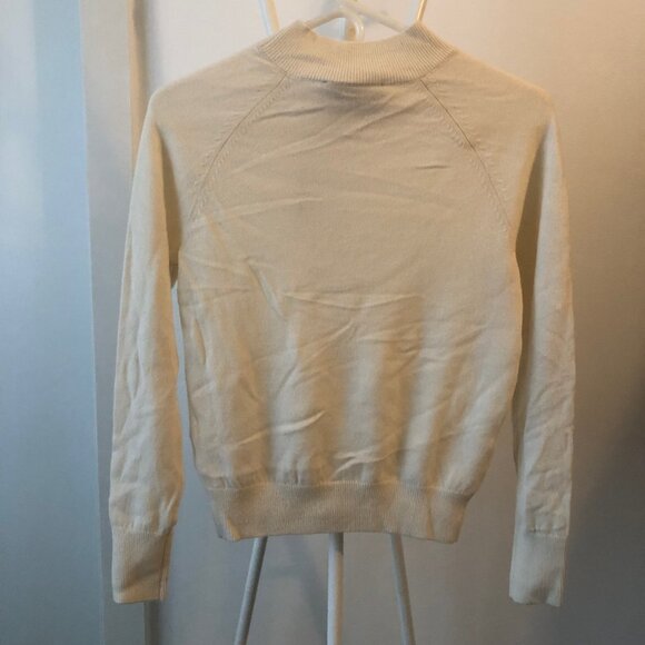 EVERLANE 100% CASHMERE RAGLAN MOCK NECK SWEATER IVORY SIZE XXS NWT - Picture 2 of 7